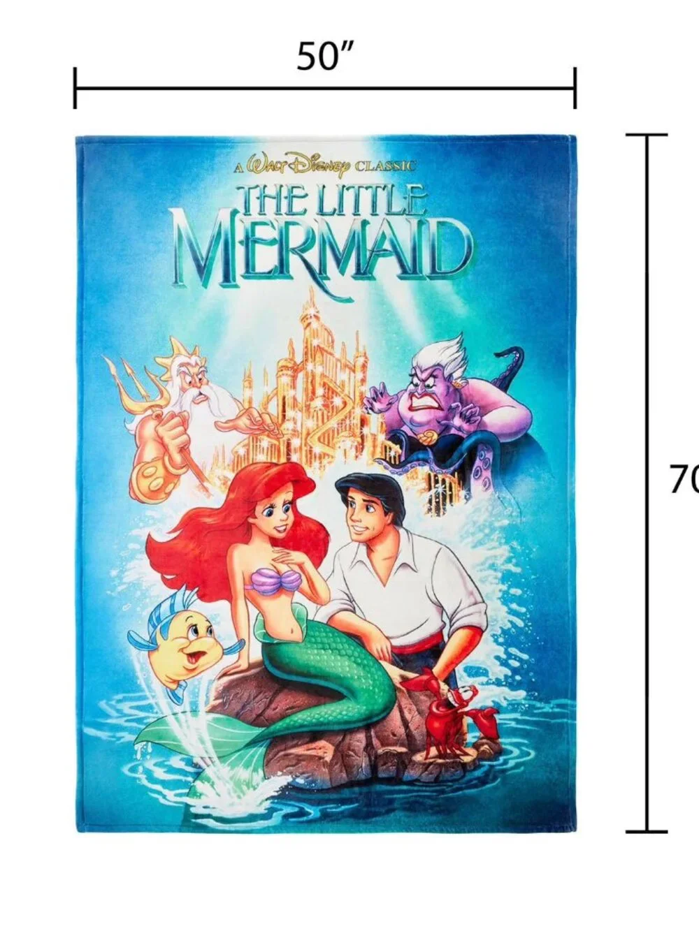 Disney The Little Mermaid Classic VHS Boxed Silk Touch Throw, 50